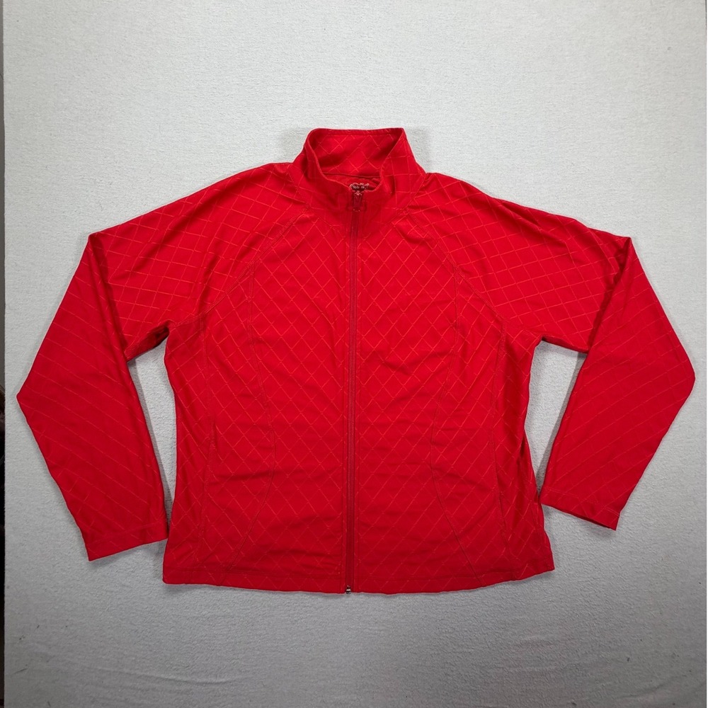 Style & Co Sport Women Jacket Regular Red Diamond Quilted Zip Up XL